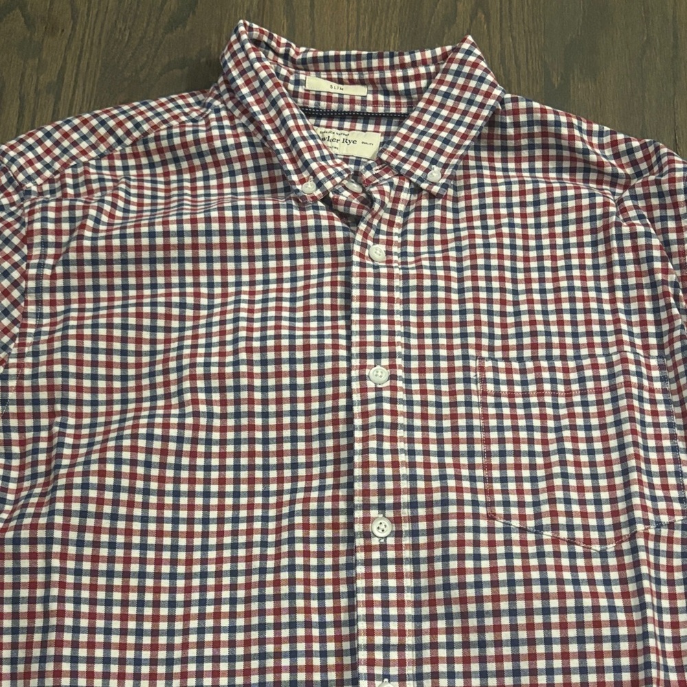 Hawker Rye Stretch Oxford Men's Red and Blue Checkered Shirt - Size Large - Picture 5 of 7
